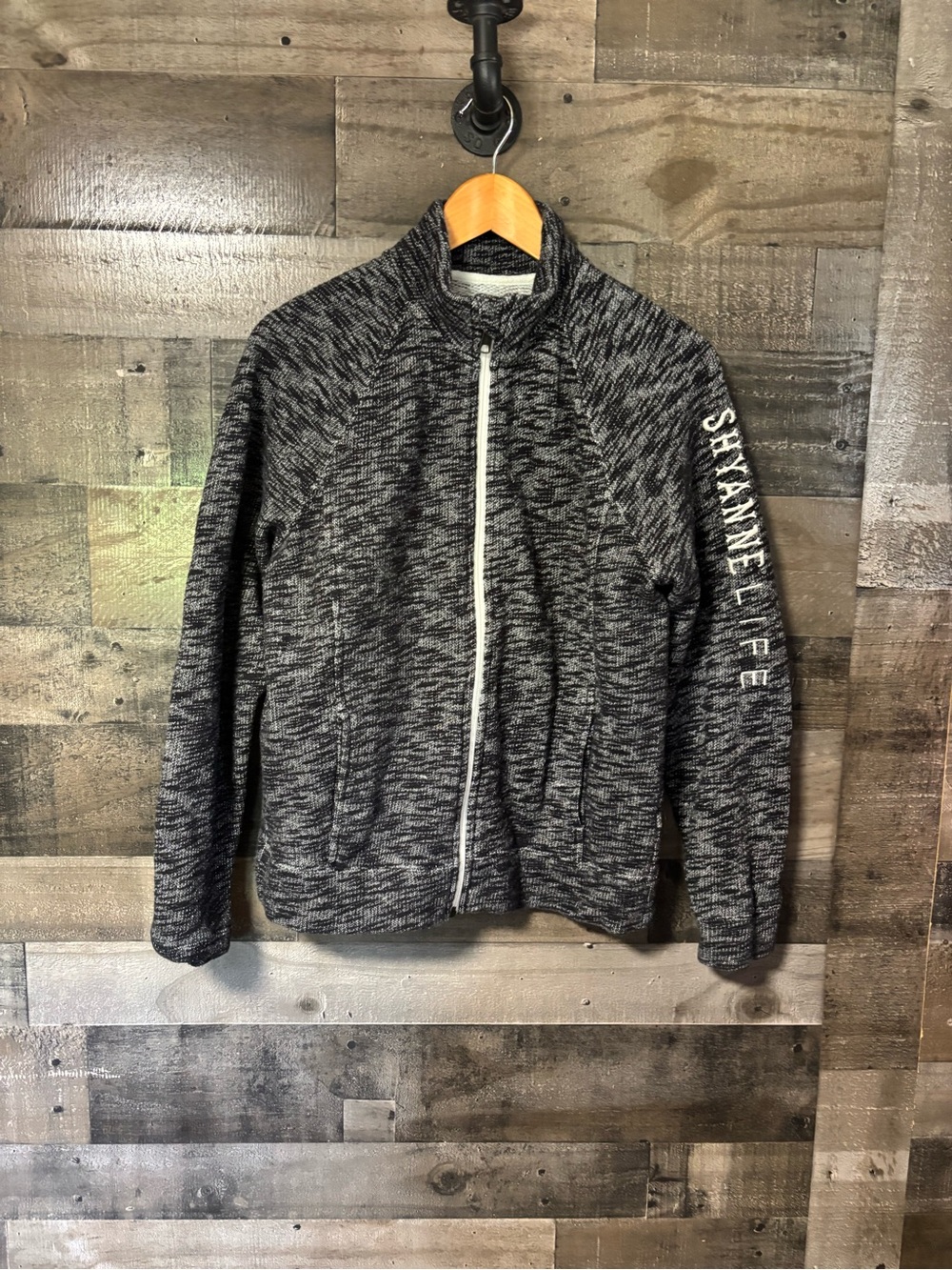 Shyanne Women’s Black & Gray Marled Full-Zip Sweater Jacket M